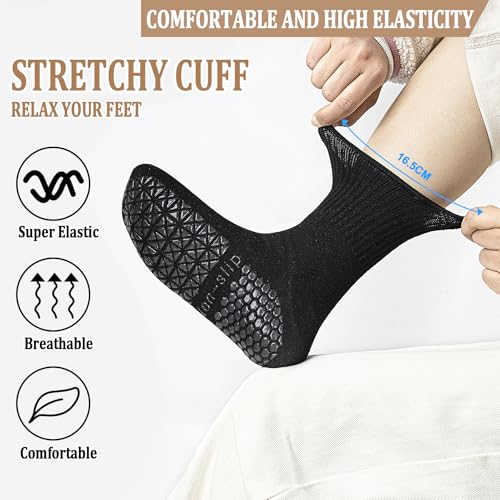 Non-Slip Yoga Socks with Grips - Ruffle Cuff, 2 Pairs, Purple+Pink