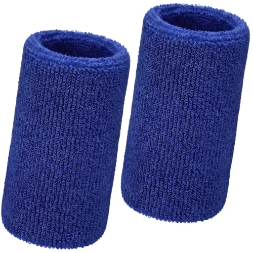 6-Inch Wrist Sweatbands - Dark Blue, Moisture-Absorbent Cotton for Sports