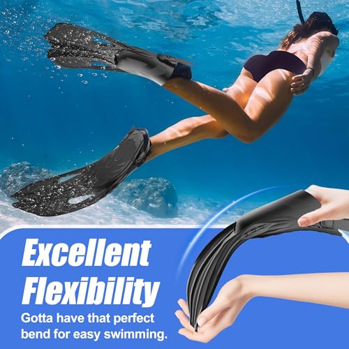 Adjustable Snorkel Fins for Adults - Travel Size L/XL (US Men 9-13/Women 10-14)