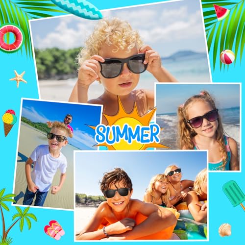 Kids Sunglasses Set - 10 Pack Retro UV400 Protection - Black