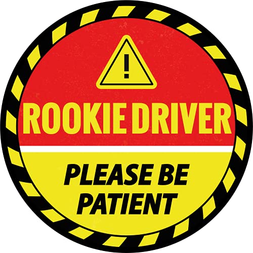 Rookie Driver Safety Sticker - Please Be Patient Decal, 6 Inch