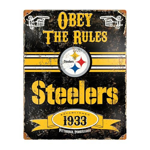 Pittsburgh Steelers Vintage Metal Wall Art - 14.5 x 11.5 in