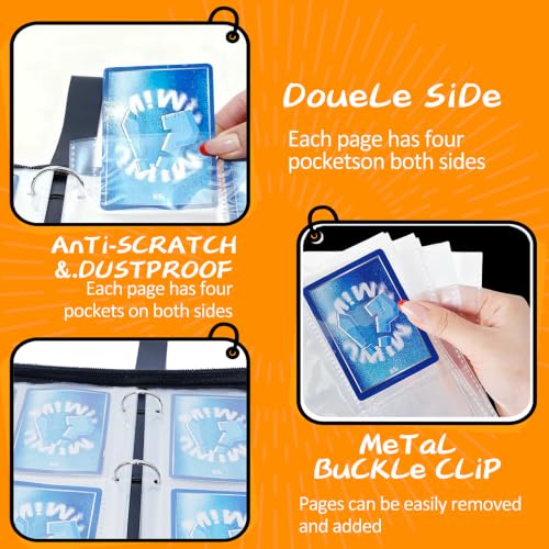 4-Pocket Card Binder with Removable Sleeves for MTG TCG Sports Cards - Red Lightning Bolt Design