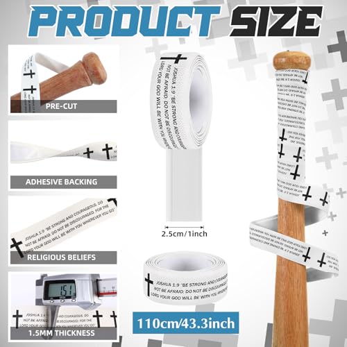 Baseball Softball Bat Grip Tape - Faith Cross Design, White