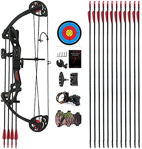 Skiennix Compound Bow - Youth & Beginner Friendly | Right-Handed, 19”-28” Draw Length, 15-29 Lbs Draw Weight, 260 FPS