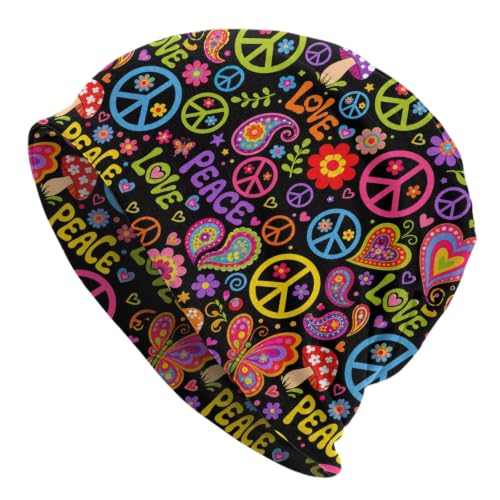 Athjunss Cat Beanie Hat Chemo Headwear Slouchy Skull Sleep Cap 60s 70s Peace Winter