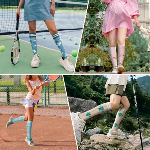 Fenglaoda Large-X-Large Compression Socks Women Men 4 Pairs Support for Running Travel