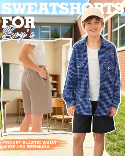 Boys Athletic Shorts - 3 Pack with Pockets for Active Play