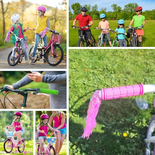 Non-Slip Rubber Bike Handle Grips with Tassel Streamers - Orange