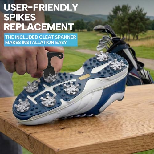 Grey 31 PCS Golf Shoe Spikes Replacement Set with Spanner - Metal Thread 6mm
