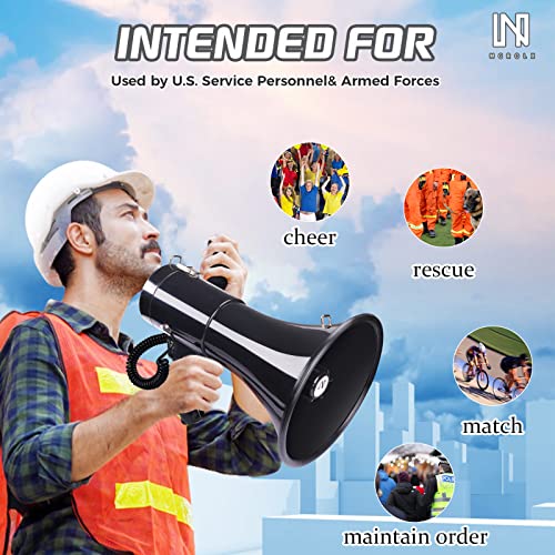 50W Bluetooth Megaphone Bullhorn Speaker - Rechargeable Battery, Siren & Recording - Black