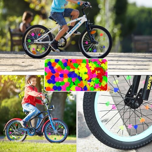 210 Pcs Colorful Bicycle Spoke Beads - Star, Heart & Ball Shapes