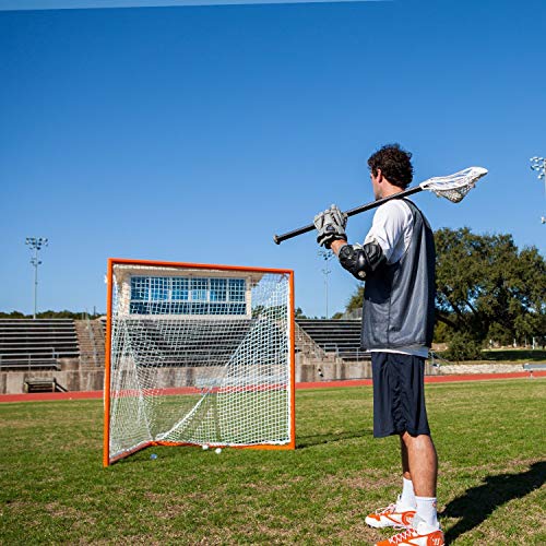Pro & Collegiate Lacrosse Goal - 6' x 6' Steel Frame (White/Orange)