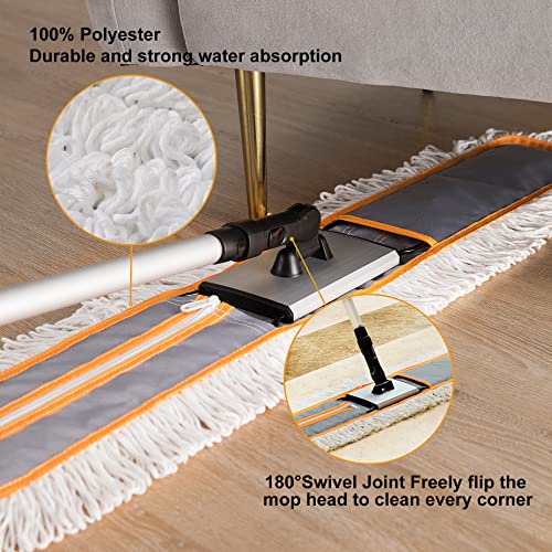 CLEANHOME 36-Inch Commercial Dust Mop with 59-Inch Gray Handle for Floor Cleaning