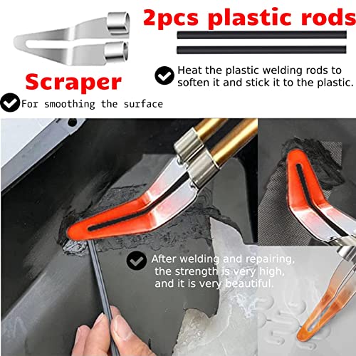 Plastic Welder,2 in 1 Plastic Welding Repair Kit with 1000pcs Hot Staples,2pcs Plastics Welding Rods,knife,Plier, Hot Staples Weld Gun Repair Kit for Car Bumper And Most Plastics(Black)