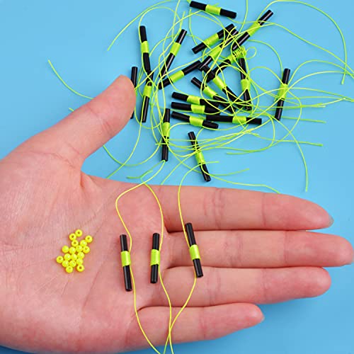 Fishing Bobber Stops with Beads - 100 Pcs Green Slip Knots