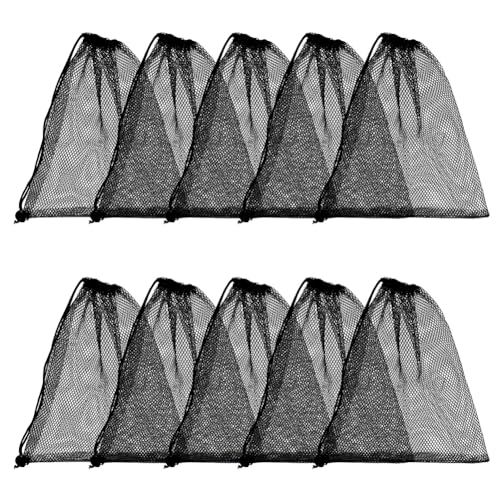 10 Pack Mesh Drawstring Bags 10x12 inch Portable Storage for Travel & Outdoor Activities