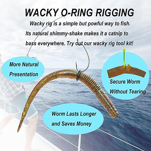 Wacky Rig Tool Kit with 10 O-Rings - Blue Fishing Rigging Tool