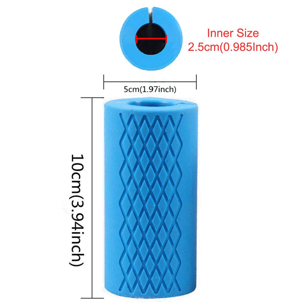 YCYU Dumbbell Grips Anti-slip Rubber Barbell Shoulder Pads Powerlifting Fat Hand Grips, Weightlifting Bodybuilding Home Workout (Blue)