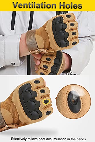 Outdoor Fingerless Gloves for Men - Large Black for Driving, Hiking, Biking