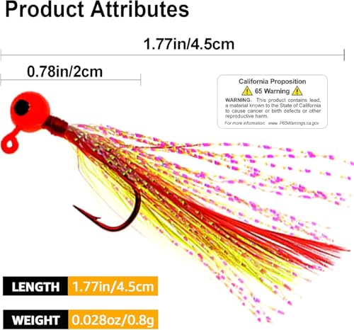 10pcs Crappie Jig Heads Fishing Lures with Feather