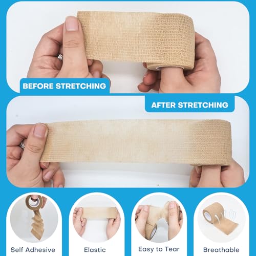Self-Adhesive Bandage Wrap - 2 Inch x 5 Yards Elastic Cohesive Tape, 2 Pack