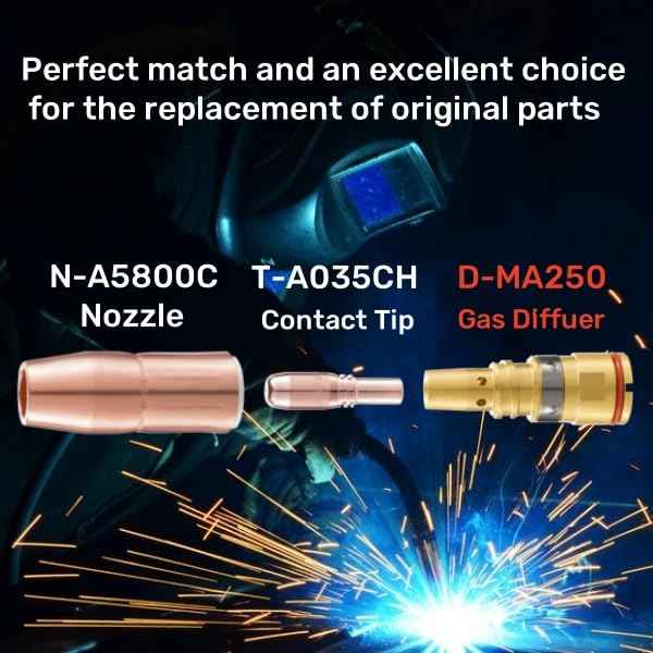 Welding Knight MIG Welding Gas Diffuser D-MA250 for Miller AccuLock S Diffuser Fits Bernard Style MDX-250 MIG Gun (2-PK)