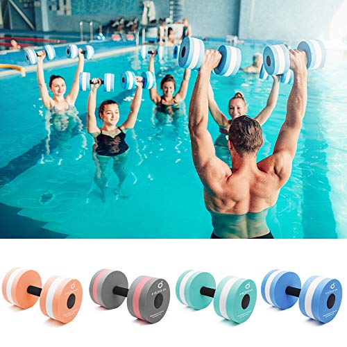 Aquatic Exercise Dumbbells - 2 Pcs EVA Foam Pool Weights - Cyan