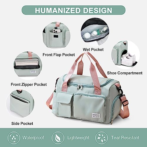 Small Gym Bag for Women - Travel Duffle with Shoe Compartment