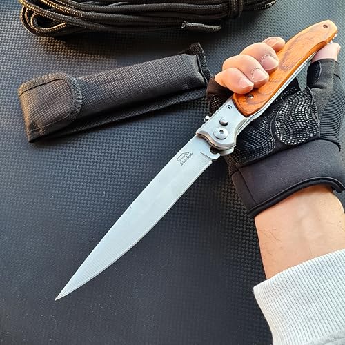 12-Inch Folding Pocket Knife with Stainless Steel Blade & Locking Mechanism