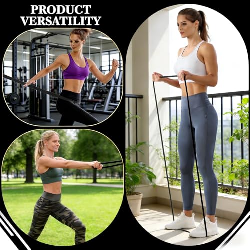 Xxchengyy Black Resistance Bands Set 16pcs, 25-65 lbs for Fitness & Rehab