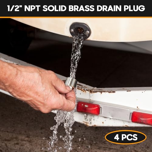 HAPDEN 316 Stainless Steel Boat Drain Plugs 1/2in NPT, 4 Pack, Silver