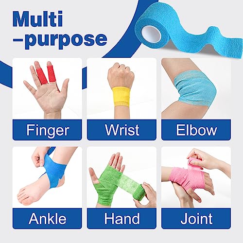 16 Pack Self Adhesive Bandage Wrap - 2" x 5 Yards Elastic Cohesive Tape