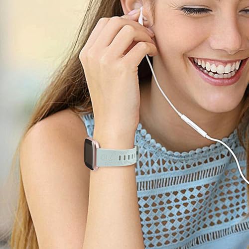 Floral Engraved Soft Sport Band for Fitbit Versa 2 - Light Cyan