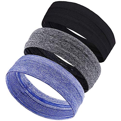 3-Pack Non-Slip Athletic Sweatbands - Moisture-Wicking Sports Headbands