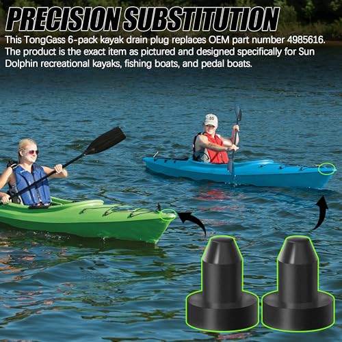 1/2 Inch Kayak Drain Plug - Neoprene Rubber Scupper Plug (Pack of 6)