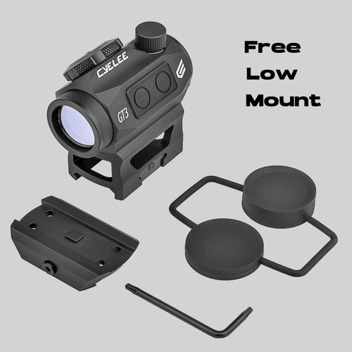 Cyelee GT3 Green Dot Sight for Rifles, Compact 1x20mm 3MOA Shake Awake Reflex Sight, Picatinny Gun Sight with Absolute Co Witness Riser