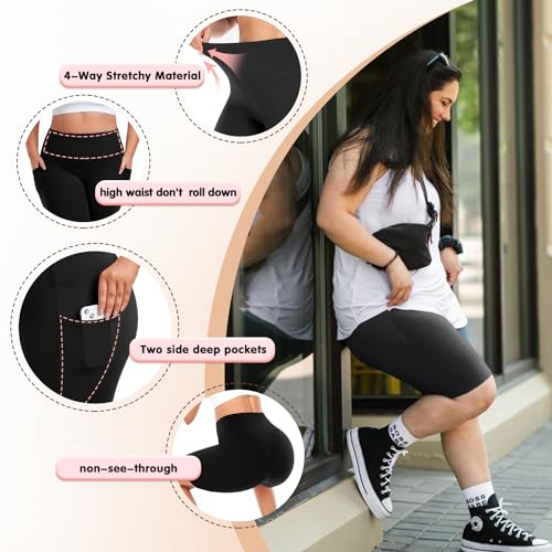 we fleece 8" Plus Size Biker Shorts with Pockets, High Waist