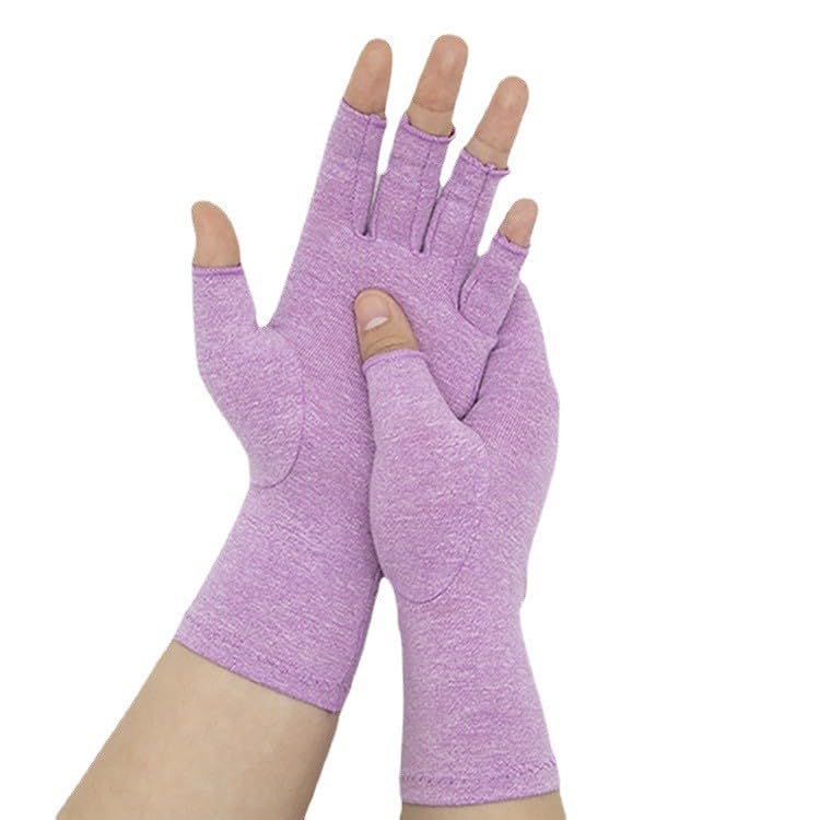 Compression Gloves - Fingerless Hand Support Gloves, Medium Purple