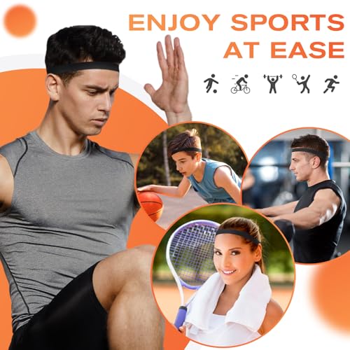 Thin Sports Headbands - 5 Pack Elastic No-Slip Hair Bands - Black