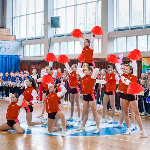 Cheerleading Pom Poms - 4 Pack Light Red Streamers