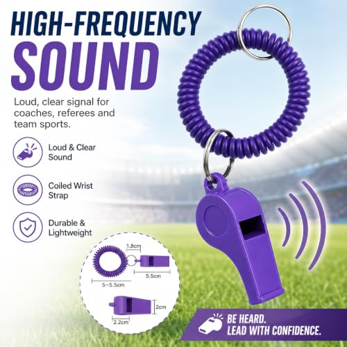 High-Frequency Sports Whistle with Adjustable Wrist Strap - Purple