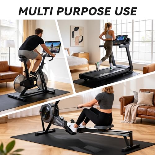 Treadmill Mat for Carpet & Hardwood Floors - Black, 79" x 39"
