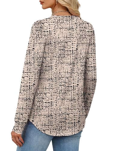 Womens Long Sleeve Crewneck Tunic Top - Print 18, Large