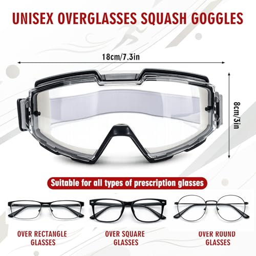 Protective Racquetball Goggles for Glasses - Anti-Fog & Scratch Resistant