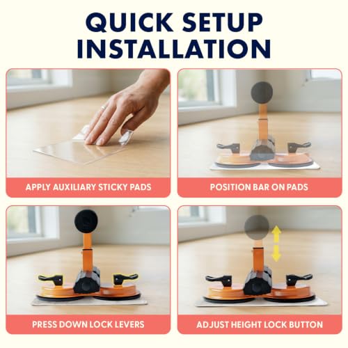 Sit Up Bar with Suction Cups - Adjustable Core Trainer - Black & Orange