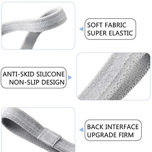 Non-Slip Elastic Sport Headbands with Silicone Grip - 4 Pack, Black & Gray