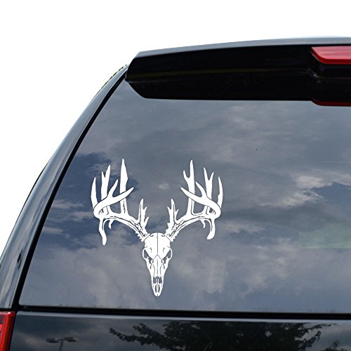 Deer Buck Antlers Hunting Decal Sticker - 5 Inch Matte White