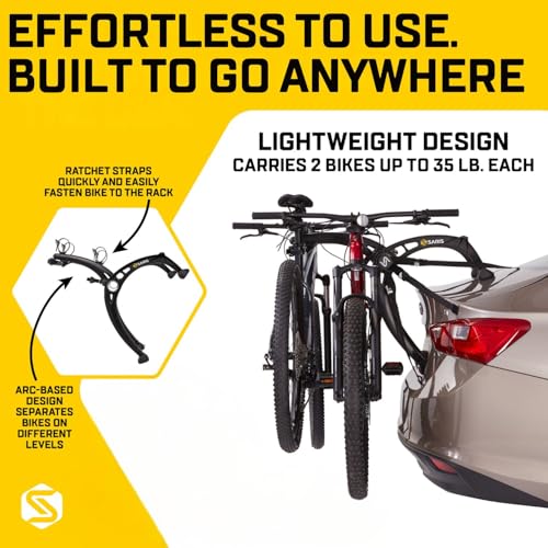 2-Bike Trunk Rack Carrier - Lightweight, Durable, Rust-Free Design