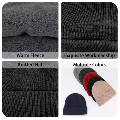 Warm Fleece Slouchy Beanie Hat - One Size, Black